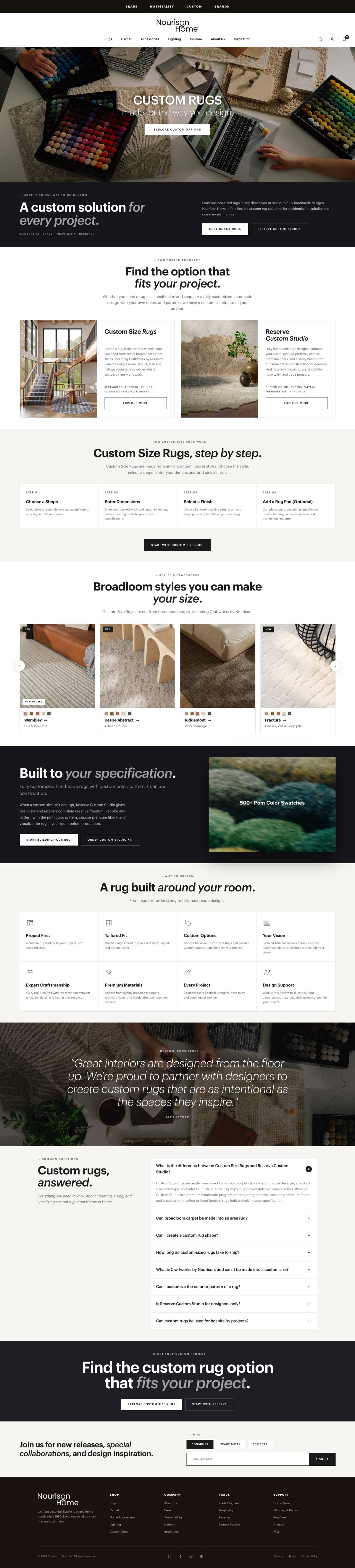 Custom Rugs landing, desktop