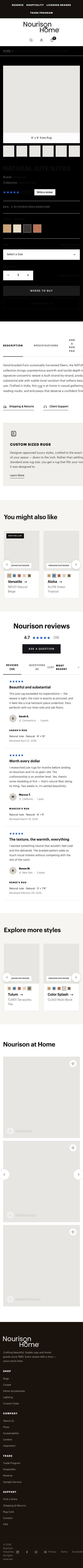 Natural Jute product page, mobile